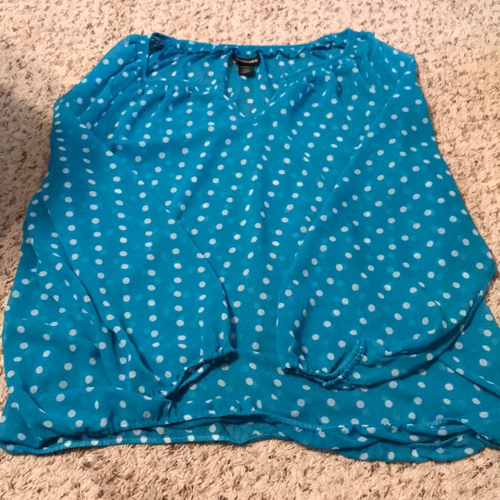 Blue Polka dot Lane Bryant Blouse
